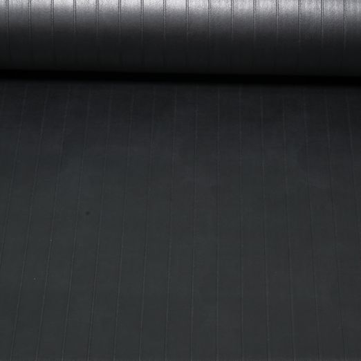 Kunstleder - Biker Stretch Streifen Schwarz