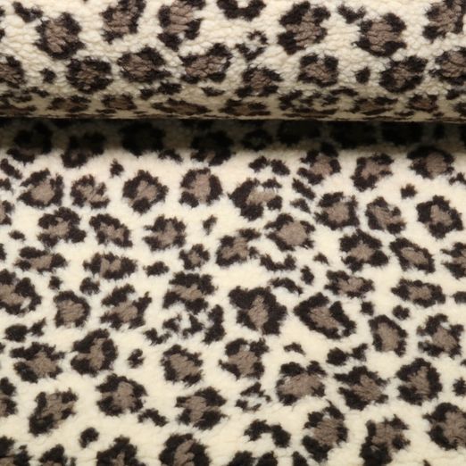 Polaire teddy - Jacquard Léopard Beige Polaire teddy - Jacquard Léopard Beige