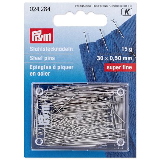 PRYM Stahl Stecknadeln - 0,5 x 30mm - silberfarbig - 15g