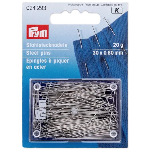 PRYM Stahl Stecknadeln - 0,6 x 30mm - silberfarbig - 20g