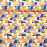 Coton tissé Retro Geo Bleu Multicolore Coton tissé Retro Geo Bleu Multicolore