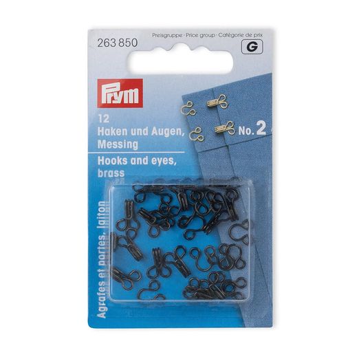 PRYM Federhaken und Augen mittel - schwarz - 12 Stück