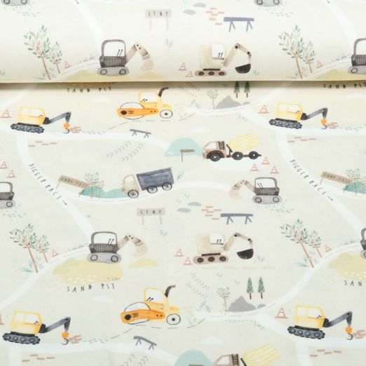 Jersey Little Jax - Impression numérique Sur le chantier Beige Jersey Little Jax - Impression numérique Sur le chantier Beige