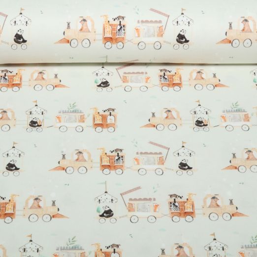 Jersey Little Jax - Digital Lustige Zugfahrt Beige Jersey Little Jax - Digital Lustige Zugfahrt Beige