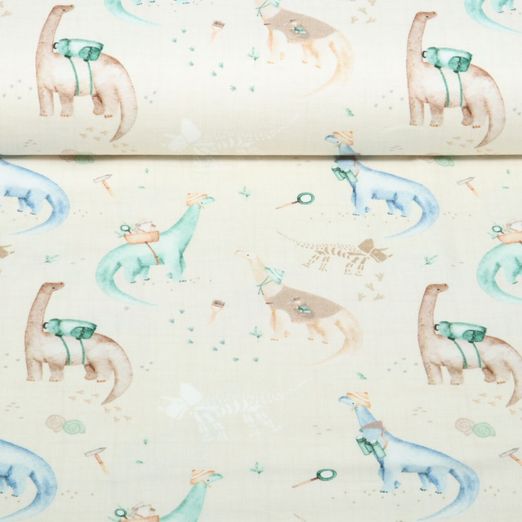 Jersey Little Jax - Impression numérique Dinos Expedition Beige Jersey Little Jax - Impression numérique Dinos Expedition Beige
