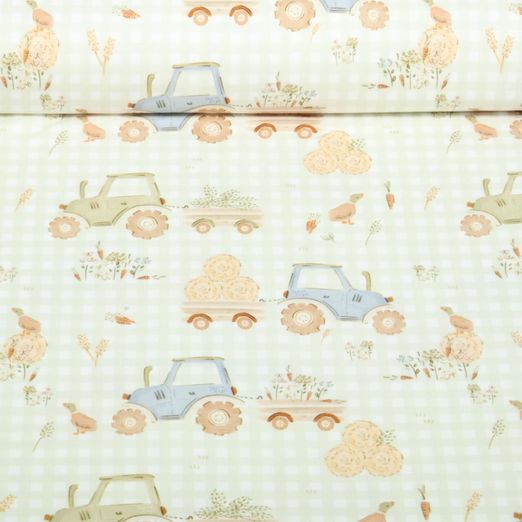 Jersey Little Jax - Impression numérique avec tracteur Beige Jersey Little Jax - Impression numérique avec tracteur Beige