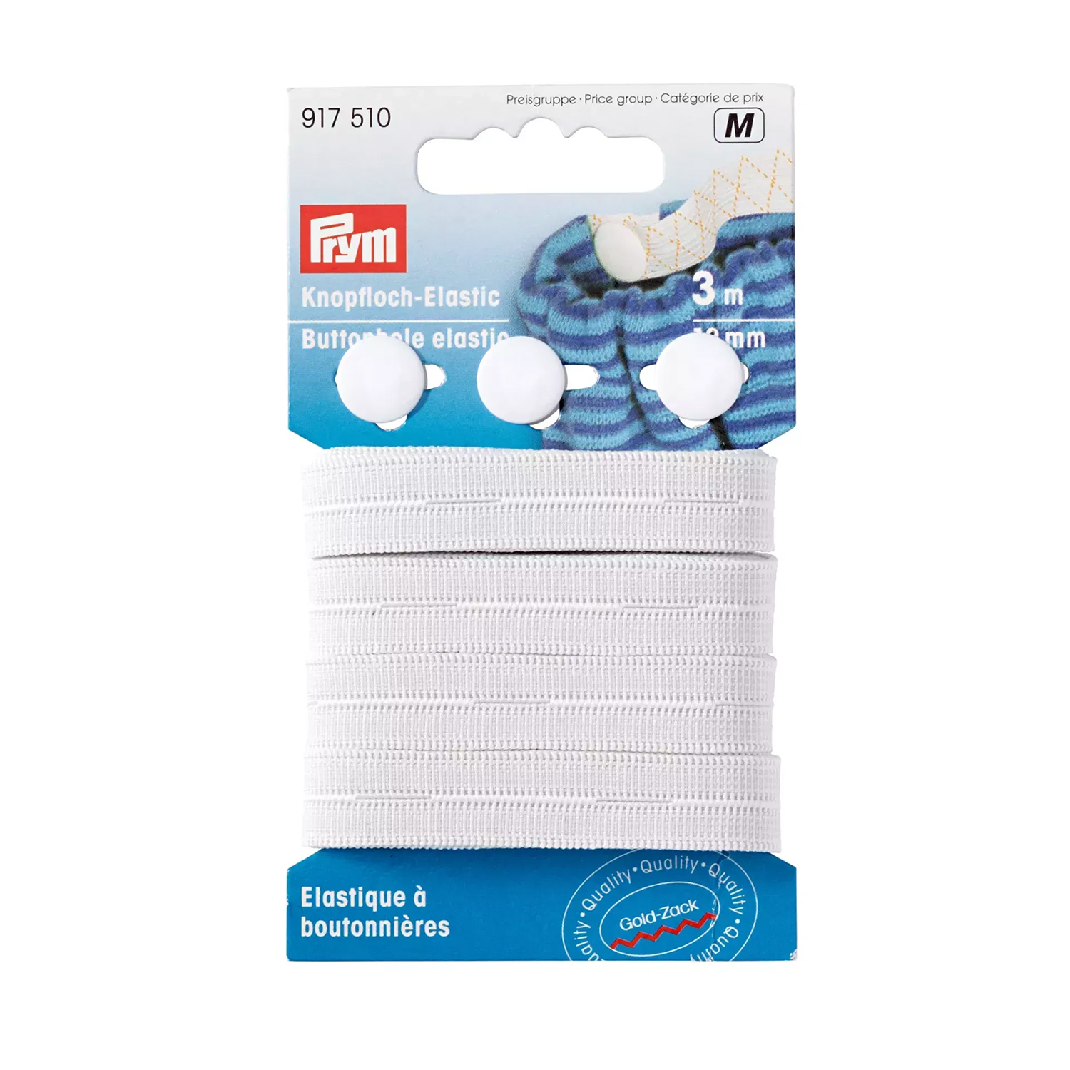 PRYM Knopfloch-Elastic mit 3 Knöpfen - 12mm - 3m Länge-0 PRYM Knopfloch-Elastic mit 3 Knöpfen - 12mm - 3m Länge-0