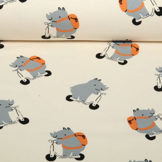 Sweat doux gratté - Rhinocéros à trottinette Naturel Sweat doux gratté - Rhinocéros à trottinette Naturel