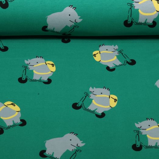 Sweat doux gratté - Rhinocéros à trottinette Vert Sweat doux gratté - Rhinocéros à trottinette Vert