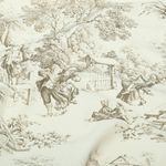 Płótno bawełniane – Toile-de-Jouy, beżowo-brązowe