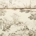 Baumwoll-Canvas - Dorfleben Toile-de-Jouy Beige Braun Baumwoll-Canvas - Dorfleben Toile-de-Jouy Beige Braun