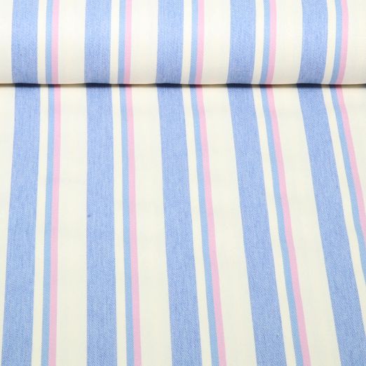 Tissu jeans pantalon - rayures Ecru Rose Tissu jeans pantalon - rayures Ecru Rose