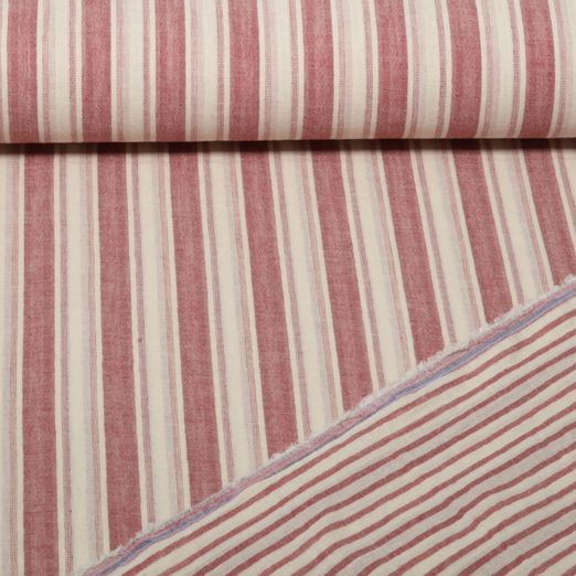 Baumwoll-Musselin - Doubleface Streifen Rot Baumwoll-Musselin - Doubleface Streifen Rot