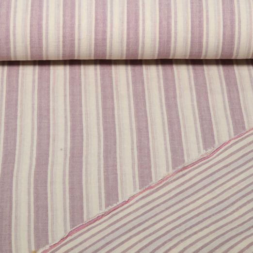 Gaze de coton - Doubleface rayures Rose Gaze de coton - Doubleface rayures Rose