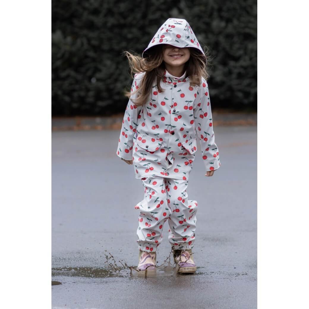 Tissu imperméable - cerises Blanc-3 Tissu imperméable - cerises Blanc-3