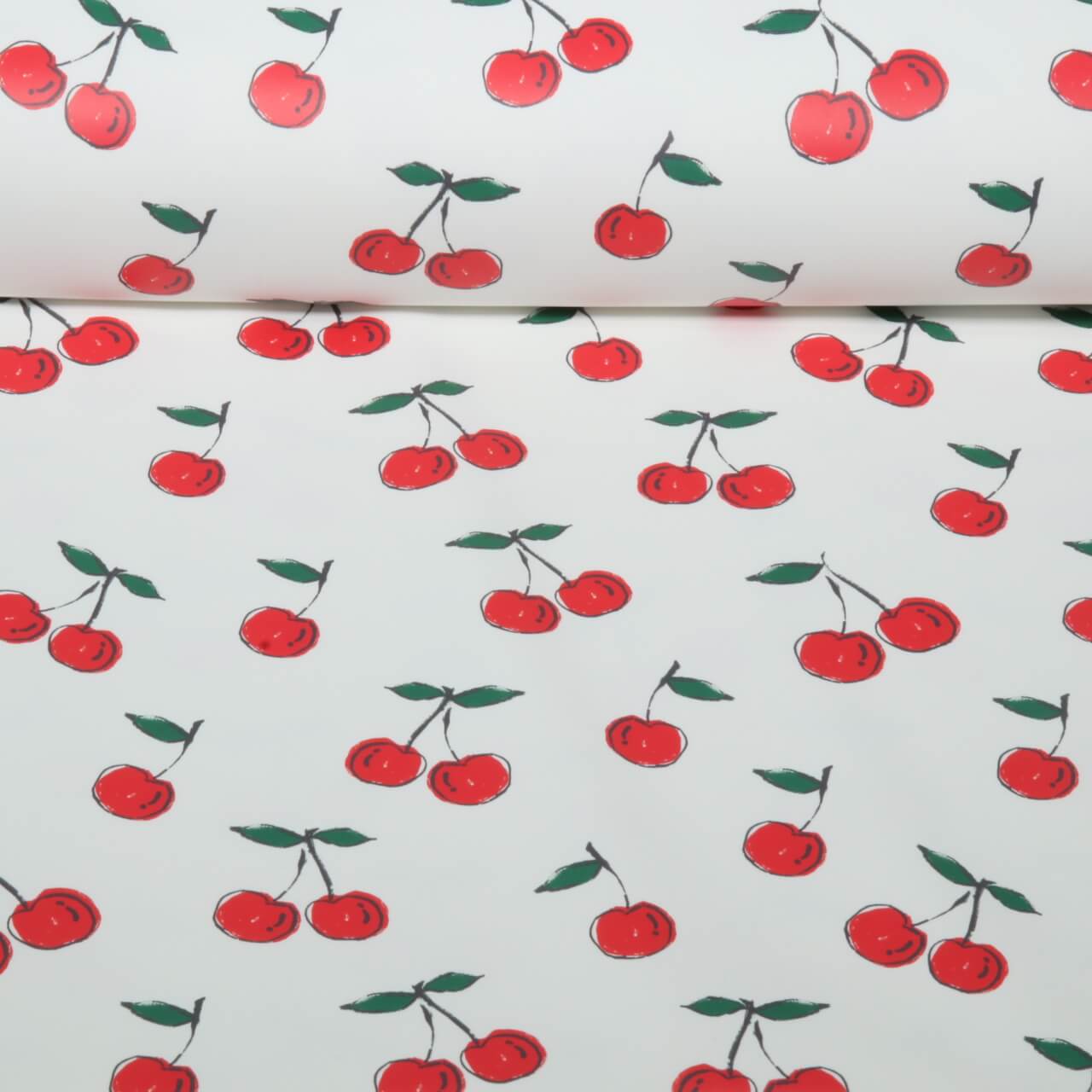 Tissu imperméable - cerises Blanc-0 Tissu imperméable - cerises Blanc-0