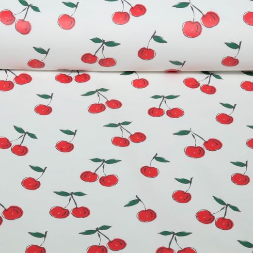 Tissu imperméable - cerises Blanc Tissu imperméable - cerises Blanc