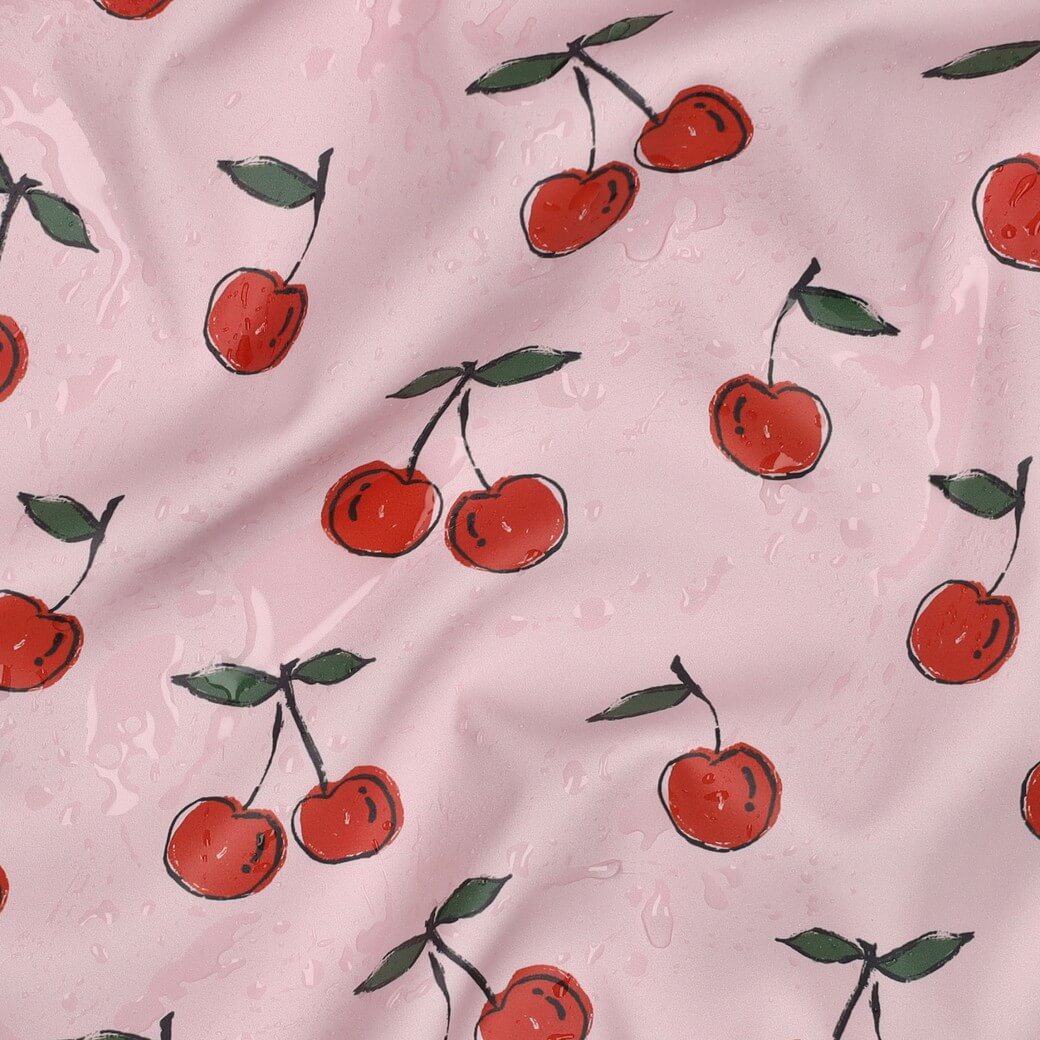 Tissu imperméable - cerises Rose-1 Tissu imperméable - cerises Rose-1