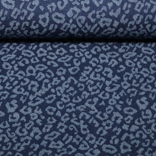 Tissu jeans pantalon - Motif léopard bleu foncé extra large Tissu jeans pantalon - Motif léopard bleu foncé extra large