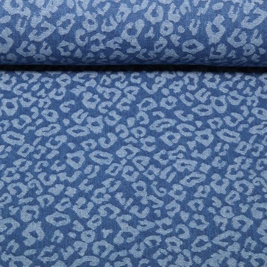 Tissu jeans pantalon - Motif léopard bleu moyen