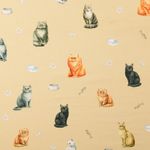 Katoen geweven stof - Digitale katten Beige