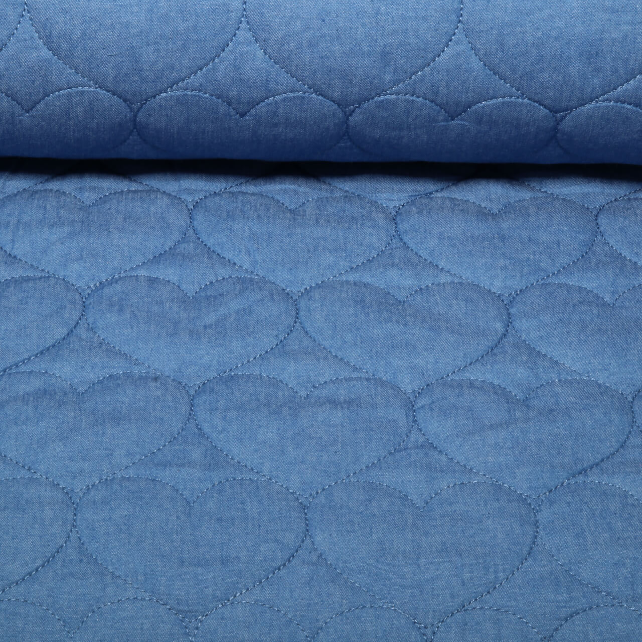 Tissu matelassé pour veste - Coeurs Bleu jeans-0 Tissu matelassé pour veste - Coeurs Bleu jeans-0