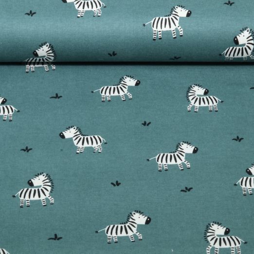 Flanelle de coton - Zèbres vert pétrole Flanelle de coton - Zèbres vert pétrole