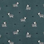 Flanelle de coton - Zèbres vert pétrole