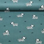 Flanelle de coton - Zèbres vert pétrole