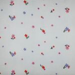 Muselina de algodón - Doble gasa Flores bordadas Azul crudo