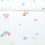 Baumwoll-Musselin - Double Gauze Bestickt Blumen Ecru Blau Baumwoll-Musselin - Double Gauze Bestickt Blumen Ecru Blau