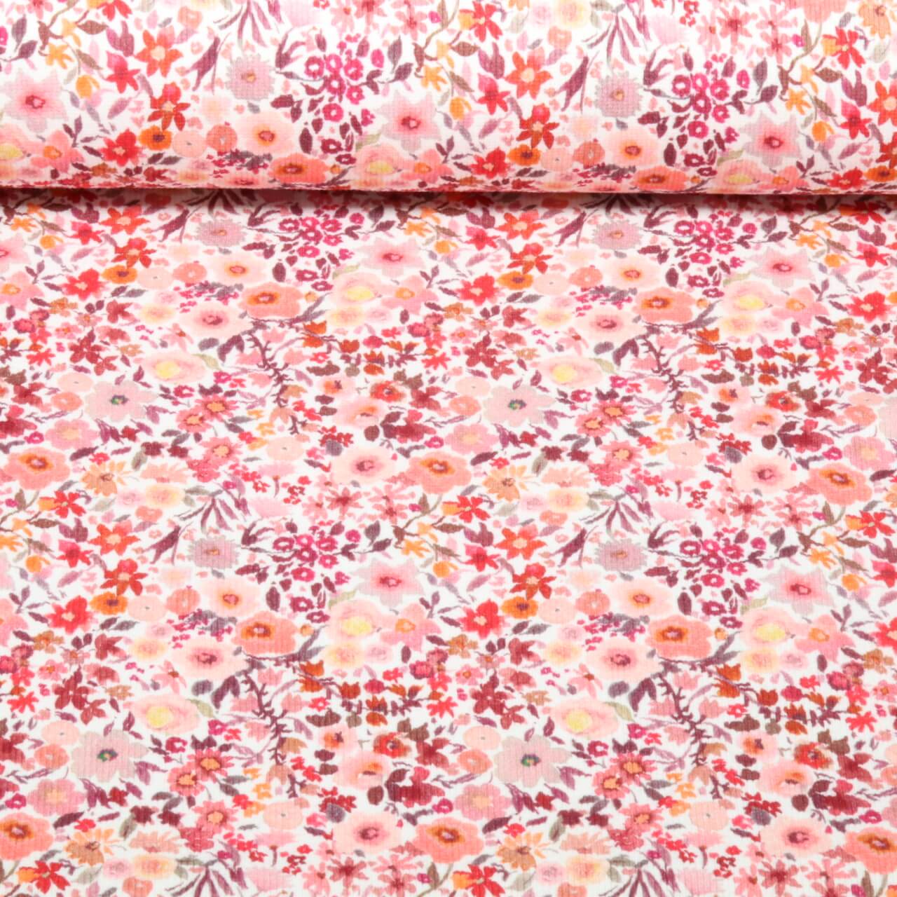 Rippjersey - Digital Kleine Blüten Rosa-0 Rippjersey - Digital Kleine Blüten Rosa-0