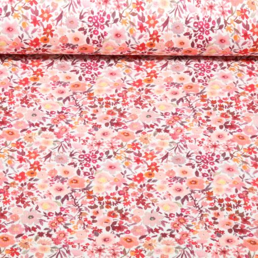 Rippjersey - Digital Kleine Blüten Rosa Rippjersey - Digital Kleine Blüten Rosa