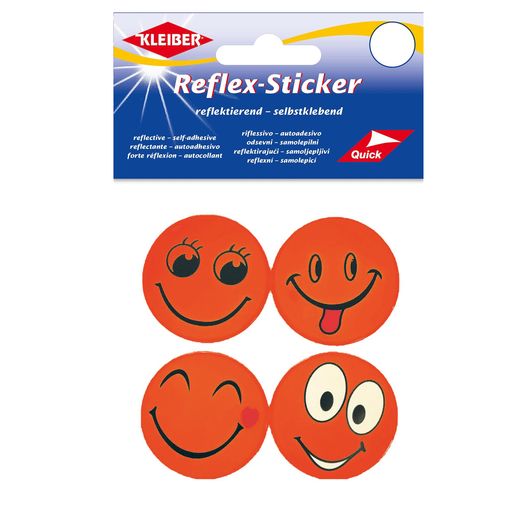 Reflex-Sticker Funny Faces - Ø 4,8 cm - 4 Stück - neonorange Reflex-Sticker Funny Faces - Ø 4,8 cm - 4 Stück - neonorange