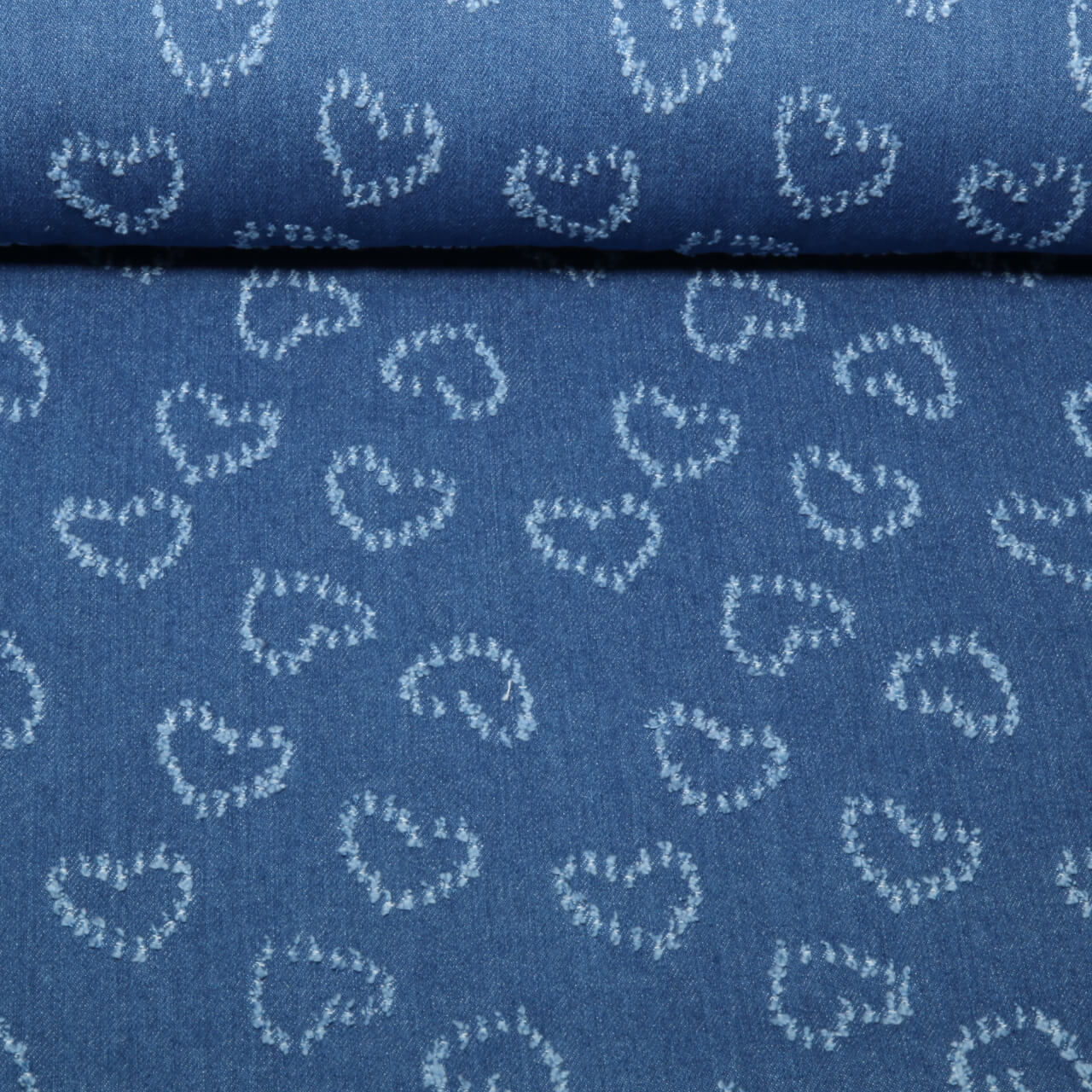 Jeans - Jacquard Destroyed Herzen Blau-0 Jeans - Jacquard Destroyed Herzen Blau-0