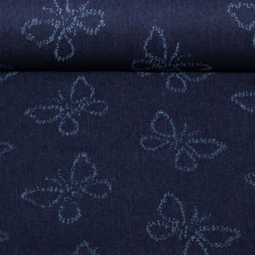 Jeans - Jacquard Destroyed Schmetterlinge Dunkelblau Jeans - Jacquard Destroyed Schmetterlinge Dunkelblau