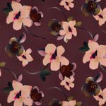 Viscose - Stretch Digitale Bloesems Bordeaux
