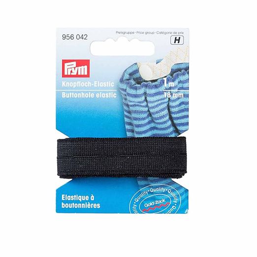 PRYM Knopfloch-Elastic glatt - 18mm - 1m Länge - schwarz PRYM Knopfloch-Elastic glatt - 18mm - 1m Länge - schwarz