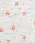 Gaze de coton extra-large - fraises Blanc 250cm
