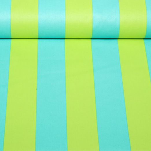Beschichtete Baumwolle - Blockstreifen Blau Kiwi