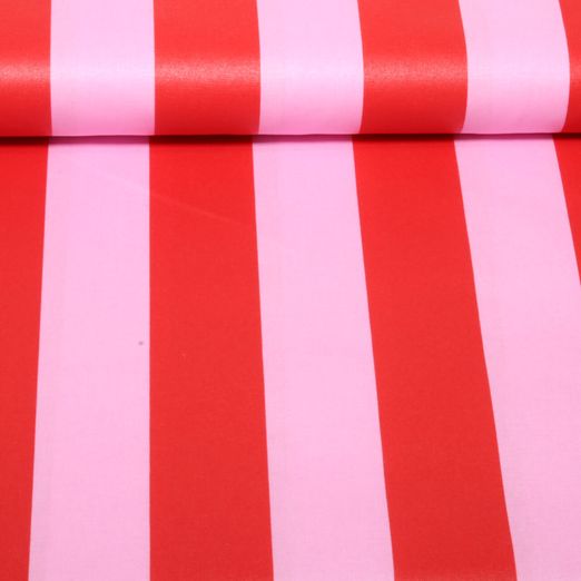 Beschichtete Baumwolle - Blockstreifen Rosa Rot