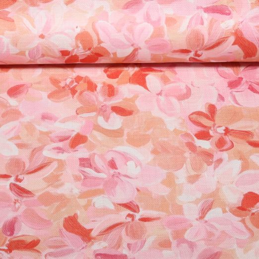 Toile canevas - Impression digitale Slub Fleurs Pêche Toile canevas - Impression digitale Slub Fleurs Pêche