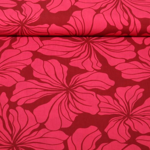 Viscose - Grandes fleurs Rouge Viscose - Grandes fleurs Rouge