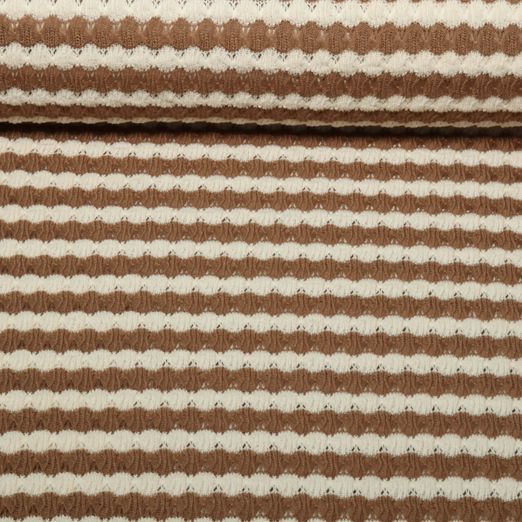 Jersey tricoté - Rayures Marron Ecru Jersey tricoté - Rayures Marron Ecru