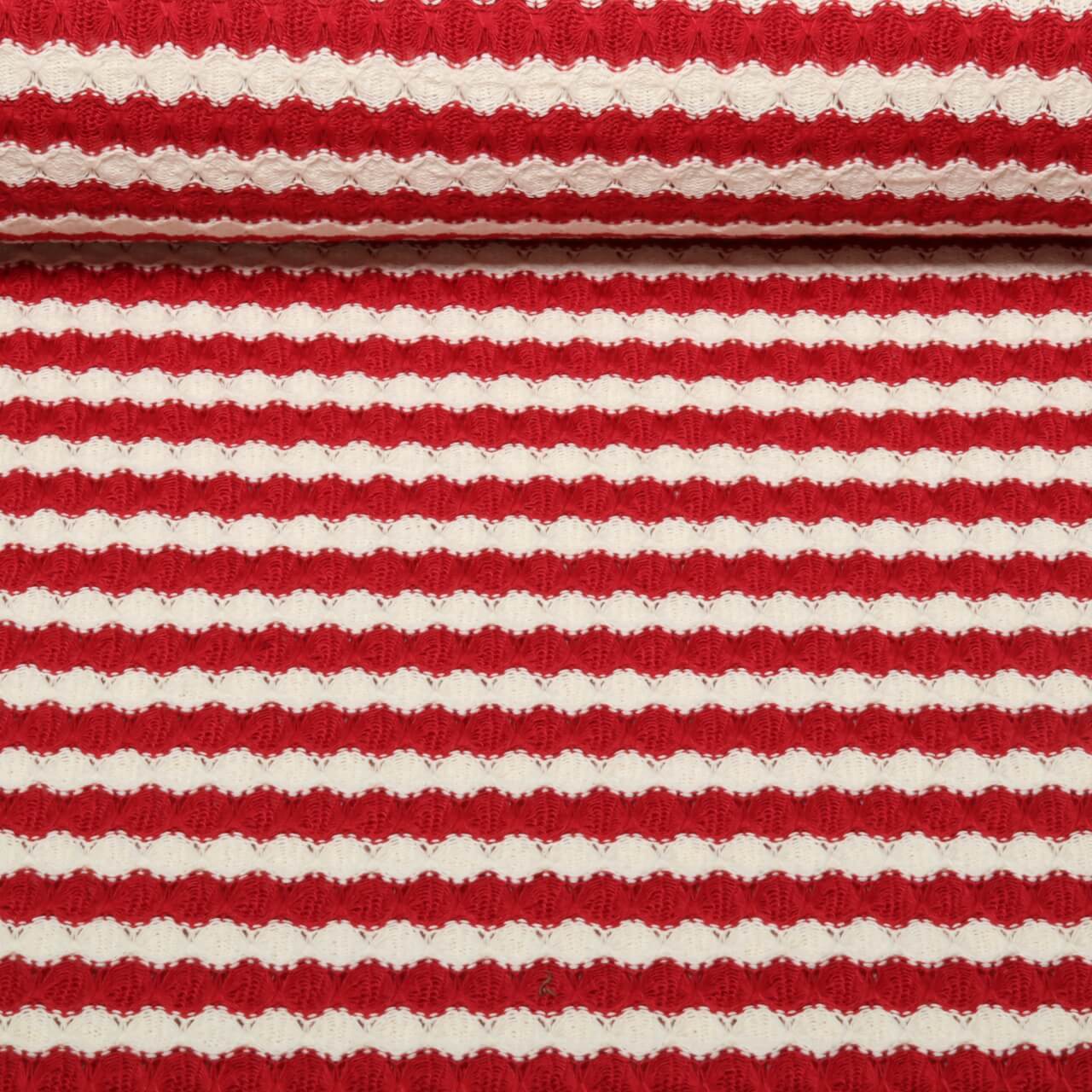 Jersey tricoté - Rayures Rouge Ecru-0 Jersey tricoté - Rayures Rouge Ecru-0