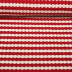 Strickjersey - Jacquard Streifen Rot Ecru Strickjersey - Jacquard Streifen Rot Ecru