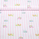 Baumwoll-Webware - Digital Eiswagen Streifen Weiß Rosa