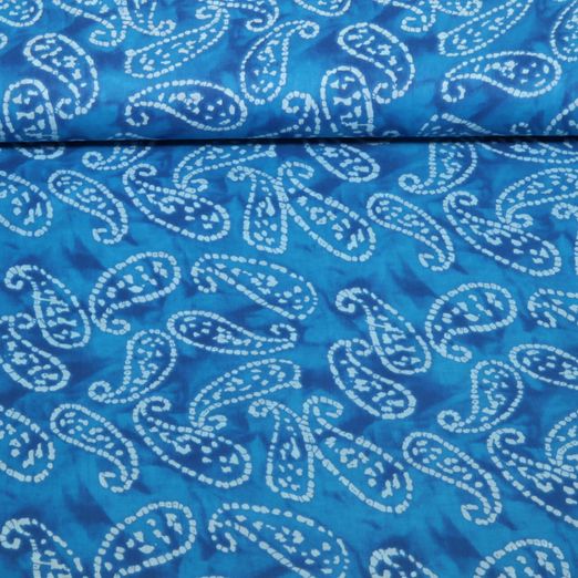 Baumwoll-Voile - Batik Abstrakt Blau Baumwoll-Voile - Batik Abstrakt Blau