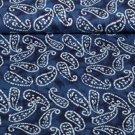 Voile de coton - Batik Abstrait Bleu marine Voile de coton - Batik Abstrait Bleu marine