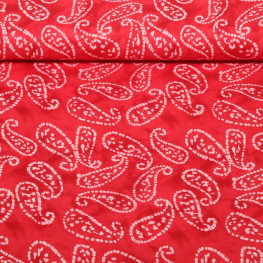 Baumwoll-Voile - Batik Abstrakt Rot Baumwoll-Voile - Batik Abstrakt Rot